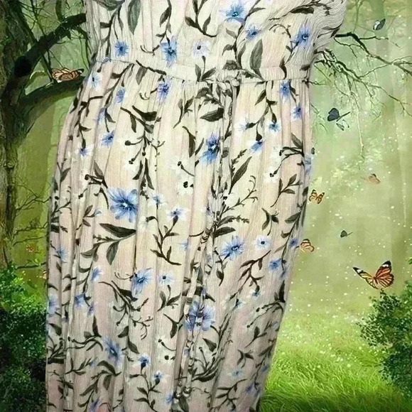 Boho Coquette American Eagle Baby Pink Floral Maxi Dress - Picture 3 of 10